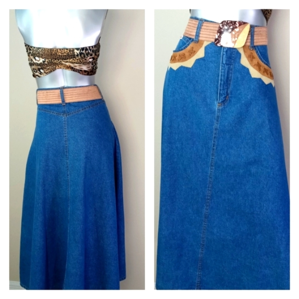 "WESTERN CHIC" VintAge Denim Two-PiEcE Skirt Set - Picture 13 of 15